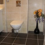 Wc suspendu avec plaque de commande chromée